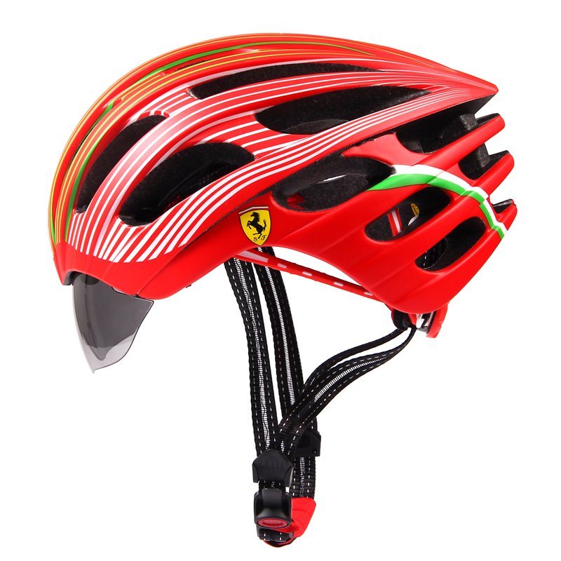 Cyklistická přilba Ferrari + integrované brýle