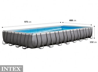Intex 26376 Bazén obdélníkový s rámem 975 x 488 x 132 cm a kombinovanou filtrací