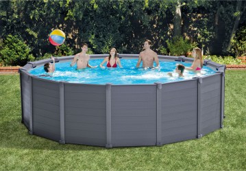 Intex GRAPHITE GRAY PANEL POOL 26384NP 4,78 x 1,24 m s pískovou filtrací, model 2021