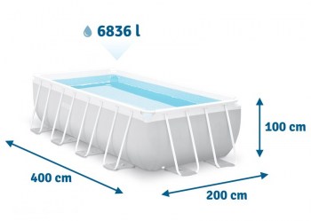 INTEX Bazén Prism Frame Rectangular Pools 4 m x 2 m x 1 m, s filtrací, 26788NP