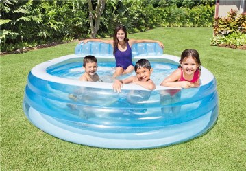 INTEX 57190 nafukovací rodinný bazén se sedátkem a opěradlem, model 2020