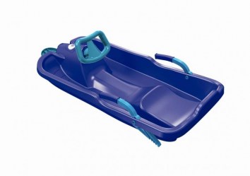 Plastkon Boby s volantem řiditelné Skibob modrý