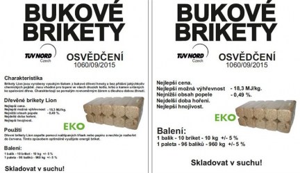 Dřevěné brikety bukové 10 kg