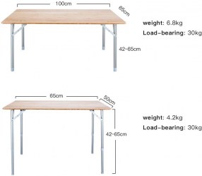King Camp Kempingový stůl s bambusovou deskou 65 x 50 cm