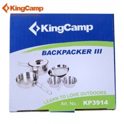 Nerezová kempingová sada nádobí King Camp Backpacker III